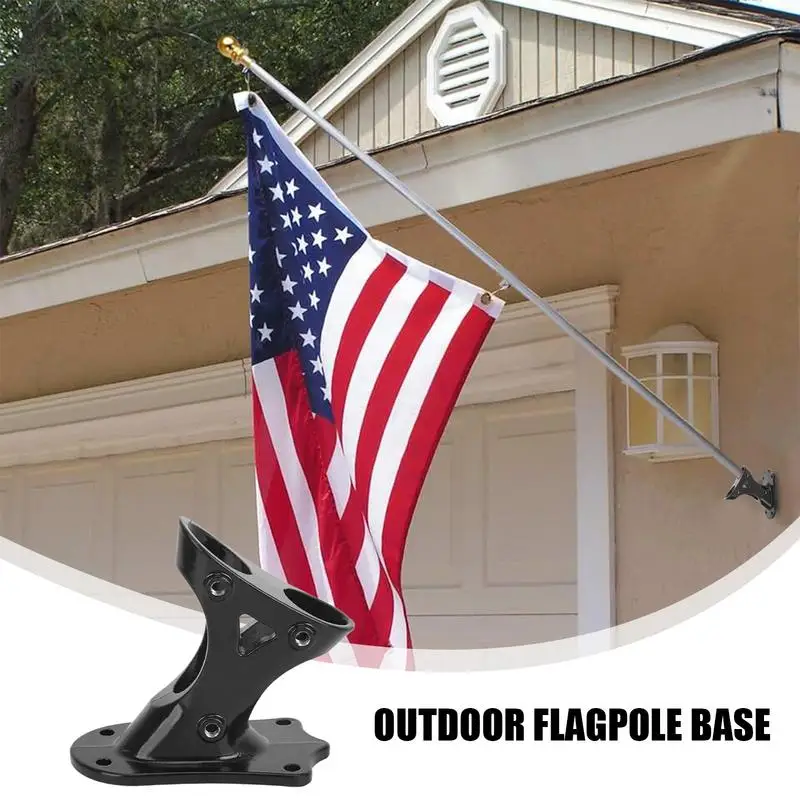 Flag Pole Holder For Outside House Mounting Brackets Aluminum Alloy Heavy Duty Holder Metal Base Stand Heavy Duty Wall Mount For