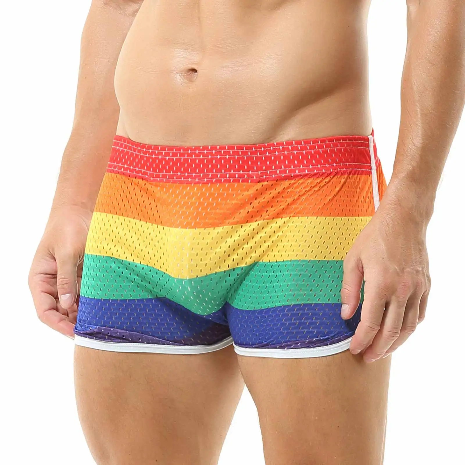 CLEVER-MENMODE Men's Hollow Jockstrap Short Skirt Exotic Lower Body GAY Bikini Men Mesh Breathable Stretch Boxer Shorts