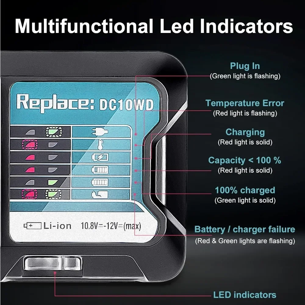 DC10WD BL1015 Battery Charger Replace for 10.8V 12V BL1016 BL1021B BL1041B FD05