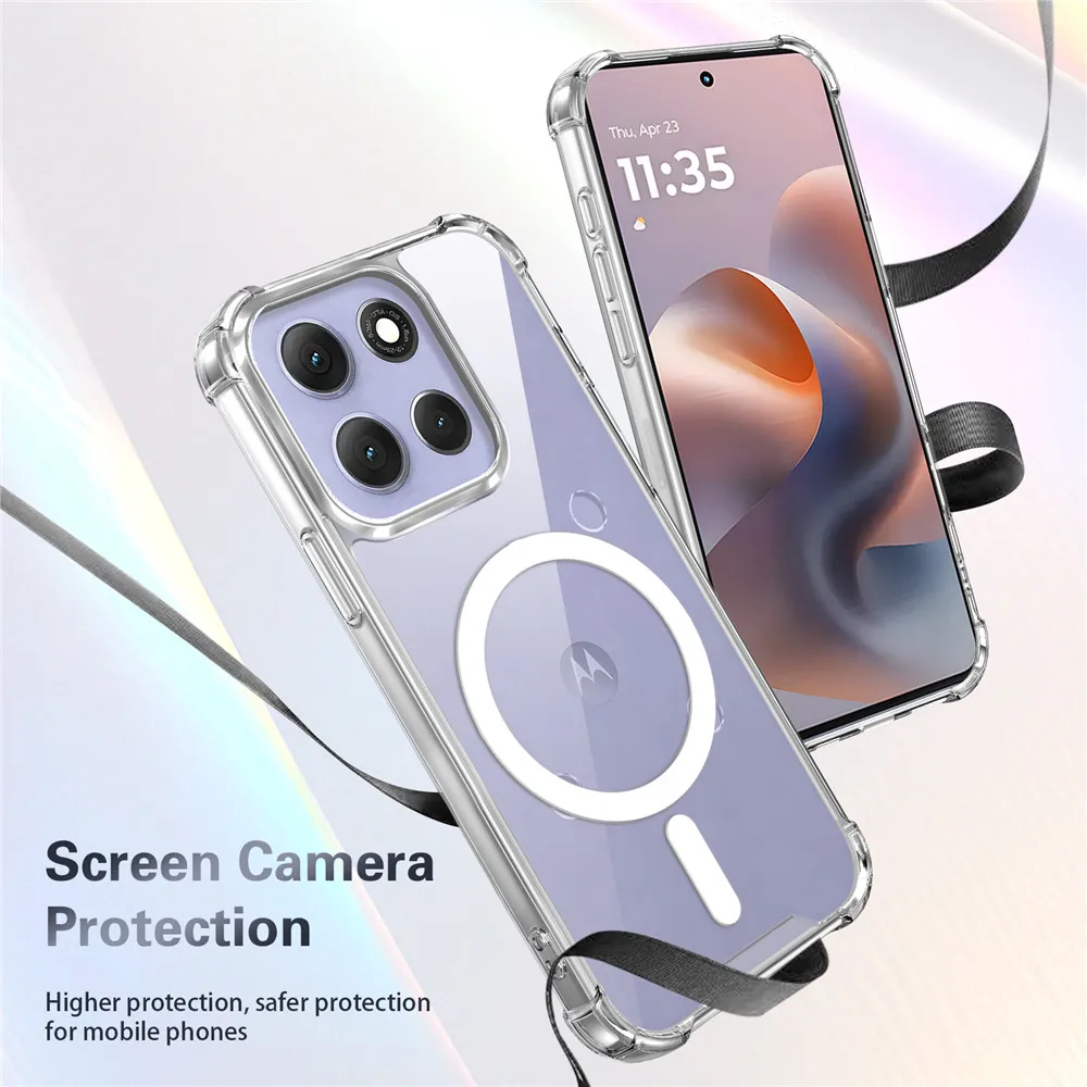 Enhanced Magnetic Phone Case with Four-Corner Anti-Fall Protection and Transparent Design