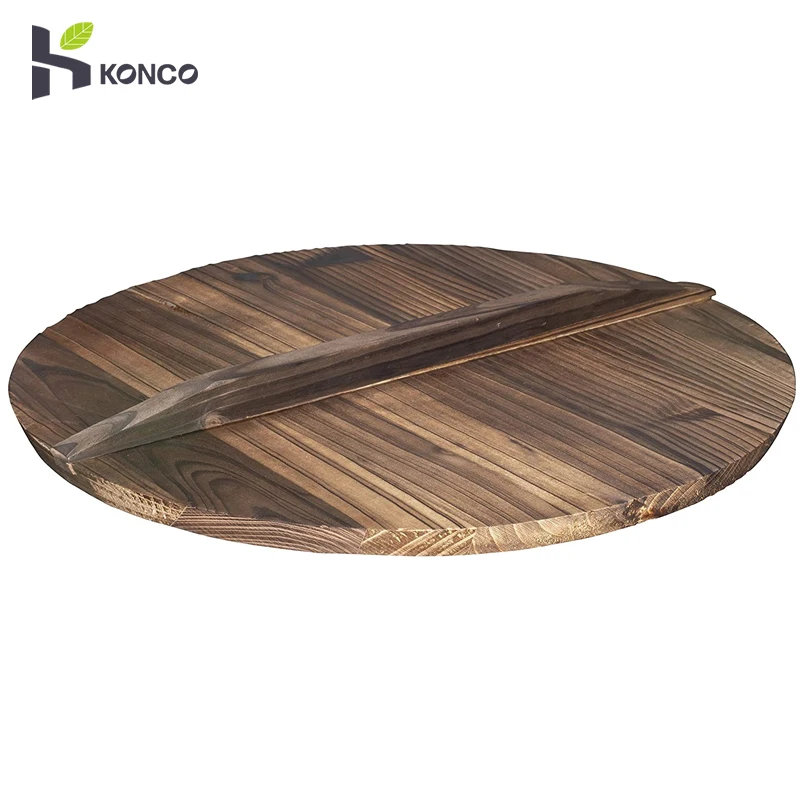 32CM Wooden Wok Lid Round Natural Lid Pot Kitchen Cookware Wood Pan Cover Kitchen Accessories Covers