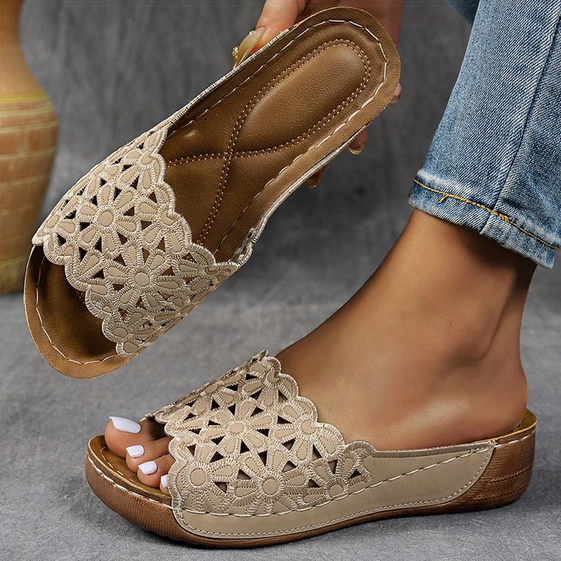 Women's Sandals Wedges Heels Sandals Summer Woman Shoes Indoor Outdoor Slippers Heeled Shoes Summer Footwear Sandalias De Mujer