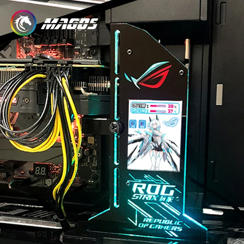 Suporte de Placa Gráfica Vertical Suporte Vga Gpu 2.4 Led Monitor Screen Aida 64 pc Gamer 5v Rgb Sync - Imagem 2