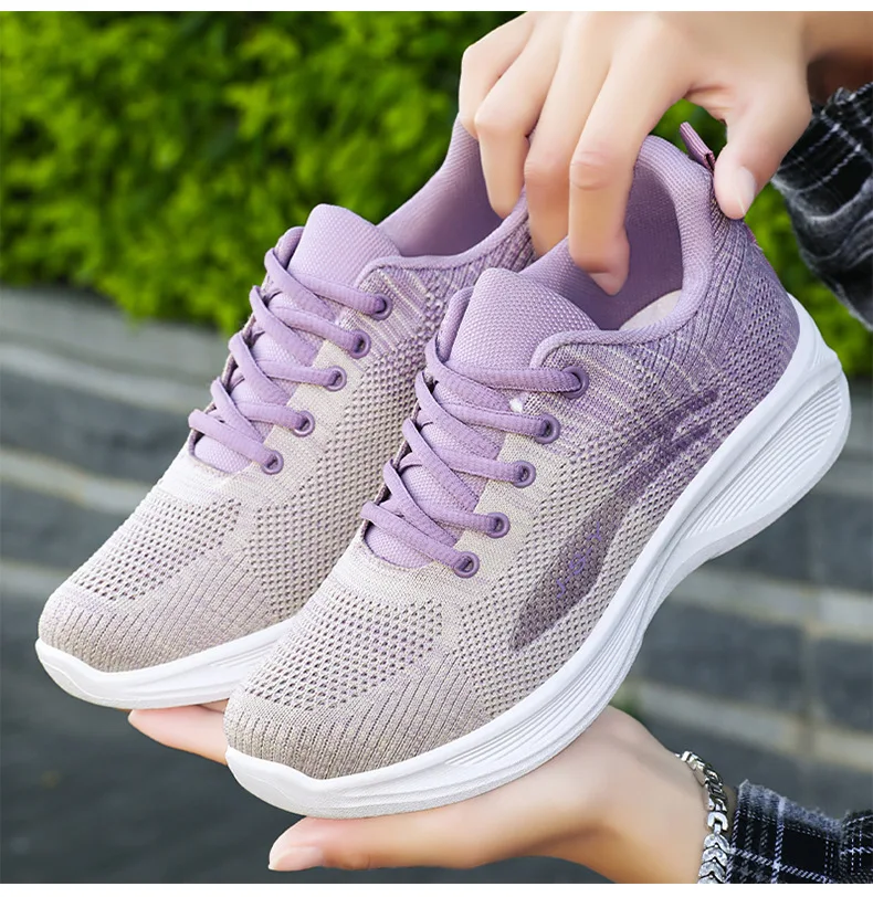 High Appearance Level Thick Sole IncreaseMesh Lace-up Fashion Al Comfortable Non-slipBreathable Sports Women's Single Shoes
