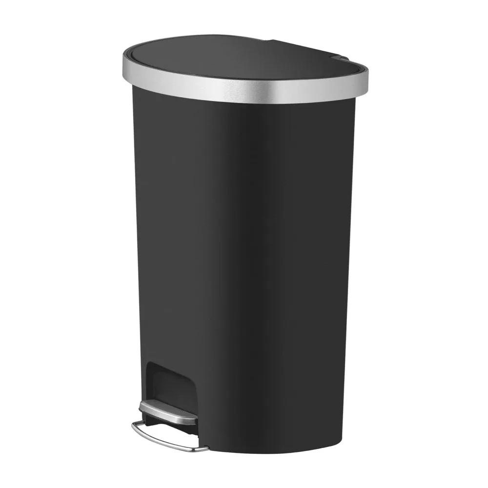 

Trash Can Free Shipping Recycle Bin 14.5-gal Plastic Semi Round Kitchen Step Trash Can Food Waste Wastebasket Household Cleaning