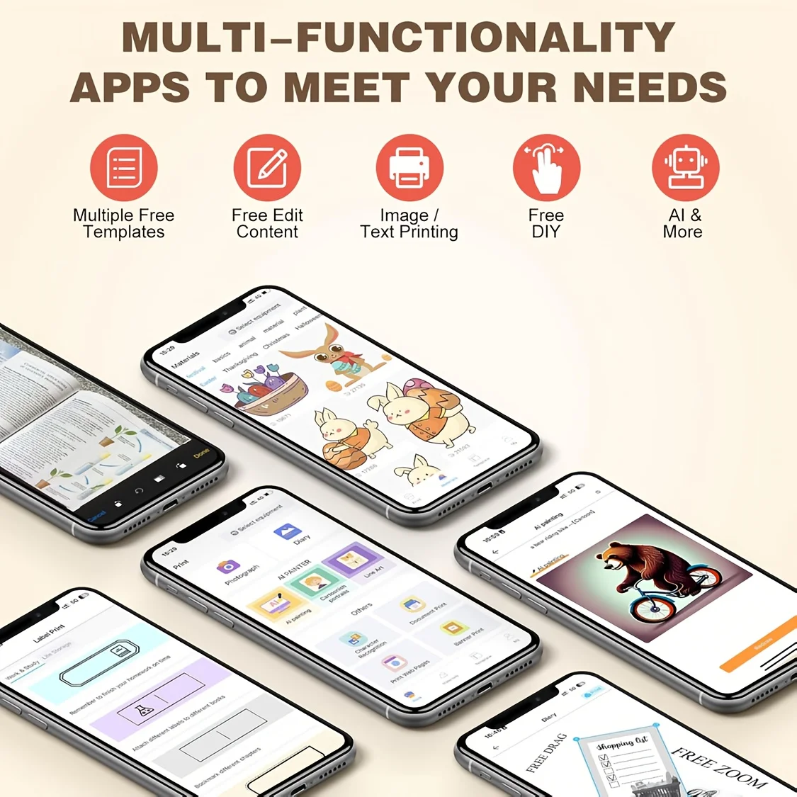 Wireless Mini Photo Thermal Printer | Mobile App, USB Charging, Suitable for Thermal Paper, Photos and Notes | Office,57*25mm