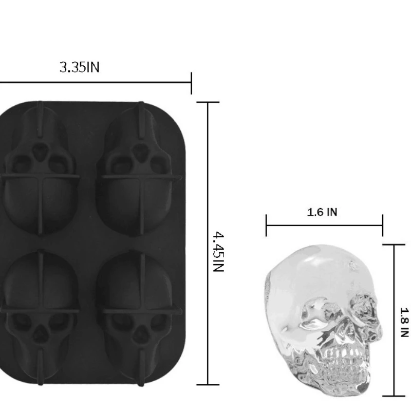 Silicone Cube Ice Ball Mold 3D Skull Shape Whiskey Wine Cocktail Marker Tray Mould Chocolate DIY Kitchen Accessories Slushie Cup silicone ice cube maker