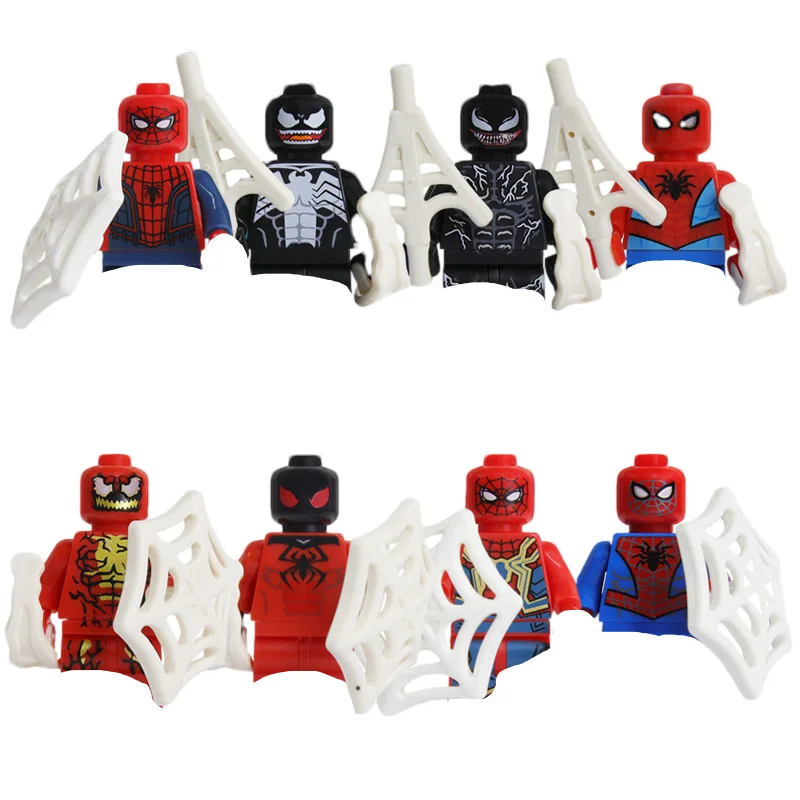 8 Marvel superhero building blocks including Iron Man Spider Man humanoid dolls anime characters and children's toys Toy Building Blocks Action Figures