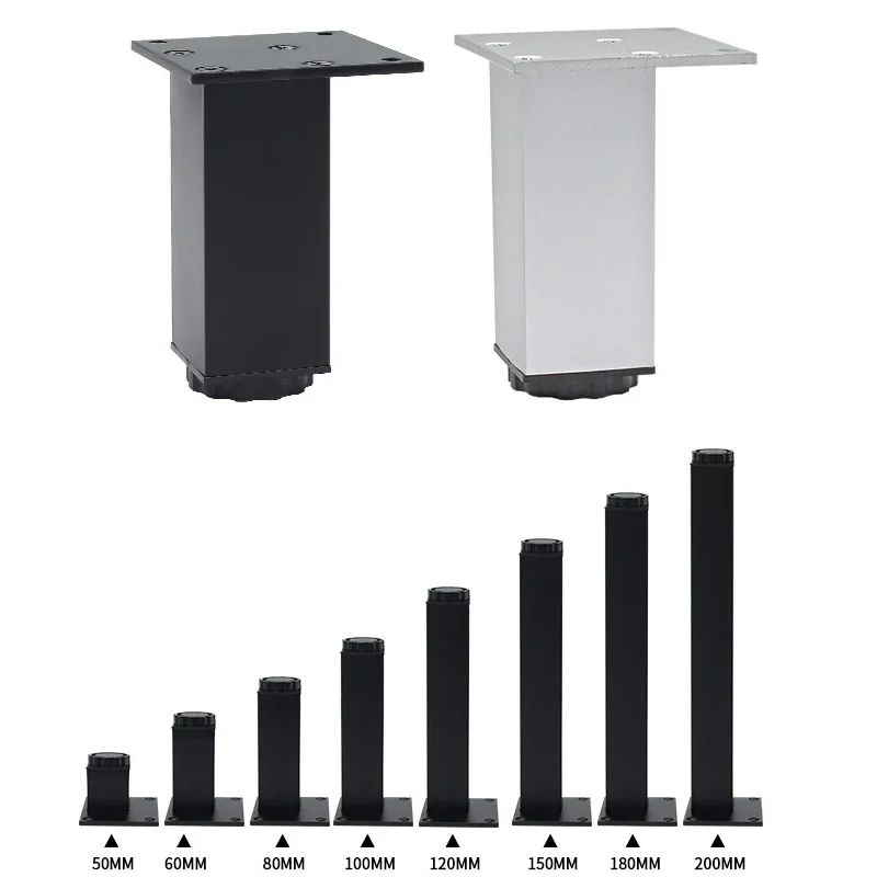 Aluminum Alloy Cabinet Foot Height Adjustable Furniture Support Legs Bearing 50KG/PCS Table Chairs Bed Sofa Square Level Feet