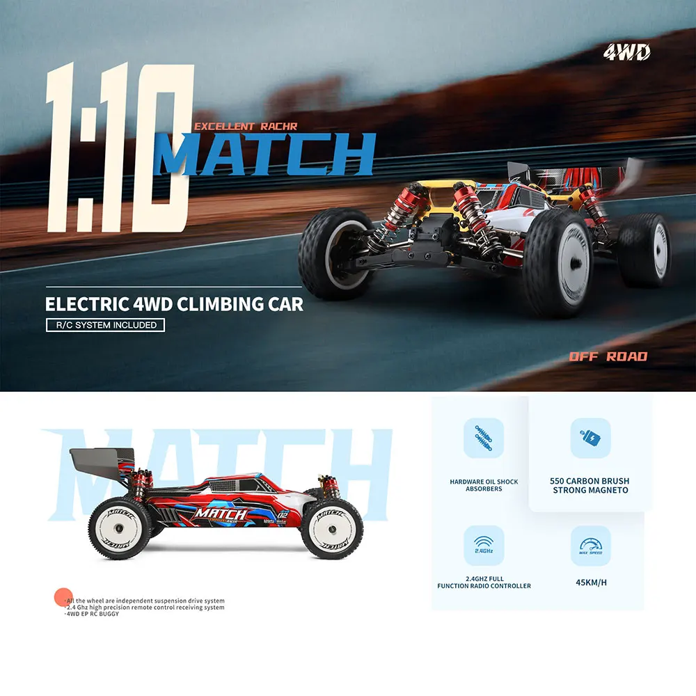 Wltoys 104001 RTR 1/10 4WD RC Car 2.4G Remote Control Racing
