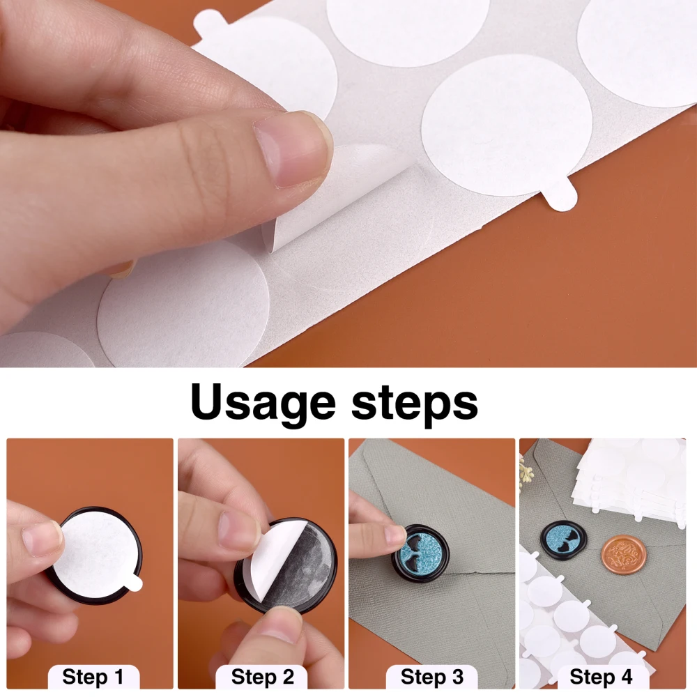 Description Picture 3 of item50PCS Seal Wax Stamp Stickers Self Adhesive Double Sided Round Circle Discs For Envelope Wax Sealing Stamp Candle Wick Making
