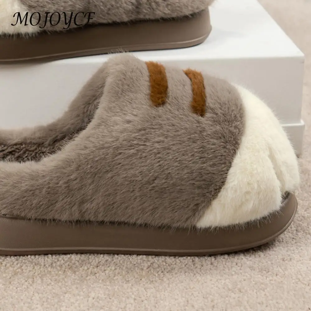 3D Cat Paw Plush Slippers Flat Thermal Slippers Comfortable Fluffy Home Slippers Furry Paw Couple Slippers for Indoor Bedroom 5