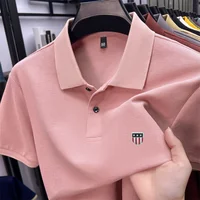 Polo homme de luxe en coton 100% pour l'été, imprimé sur le col, manches courtes, t-shirt décontracté et professionnel, vêtement respirant pour homme 6