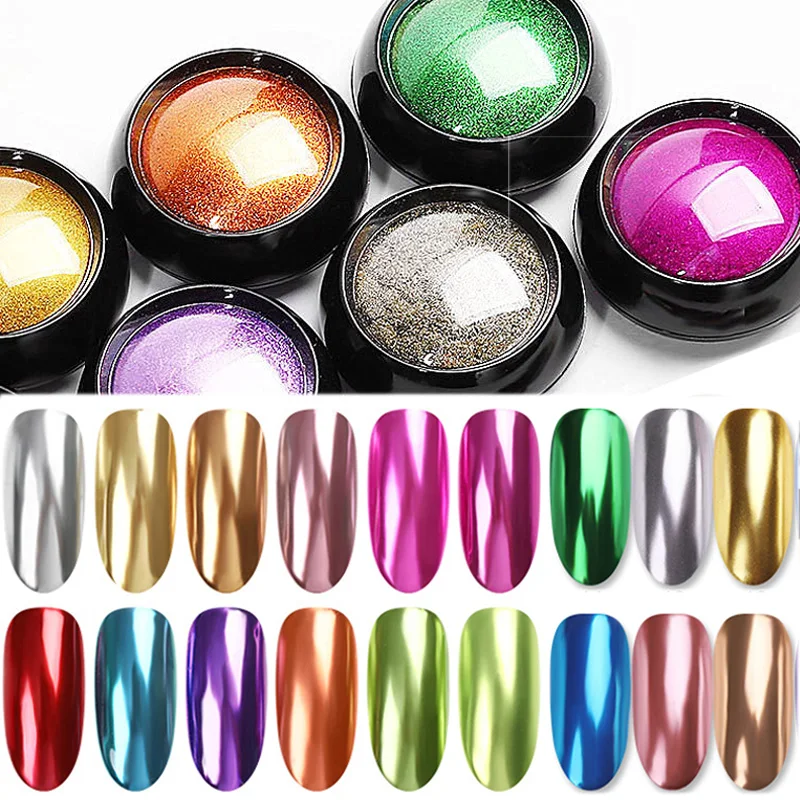 

Nail Mirror Glitter Powder Metallic Color Nail Art UV Gel Polishing Chrome Flakes Pigment Dust Decorations Manicure Accessories