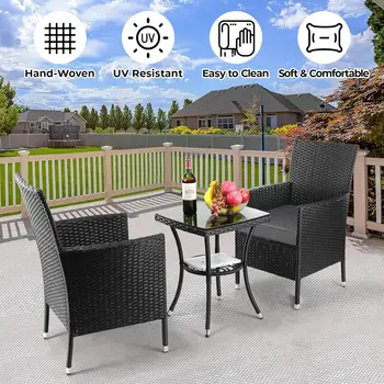 Mobili da giardino Mobili da balcone 3 pezzi Set di sedie da tavolo Set da conversazione Set da bistrot Set di divani imbottiti da giardino 1