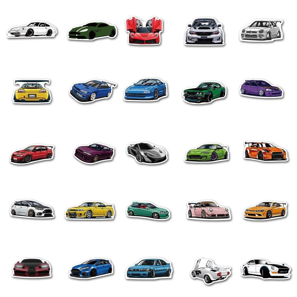 10/30/50/100PCS Cartoon JDM Racing Car Favorites Graffiti Stickers DIY Kids Classic Toy Travel Luggage Guitar Waterproof Decals 6