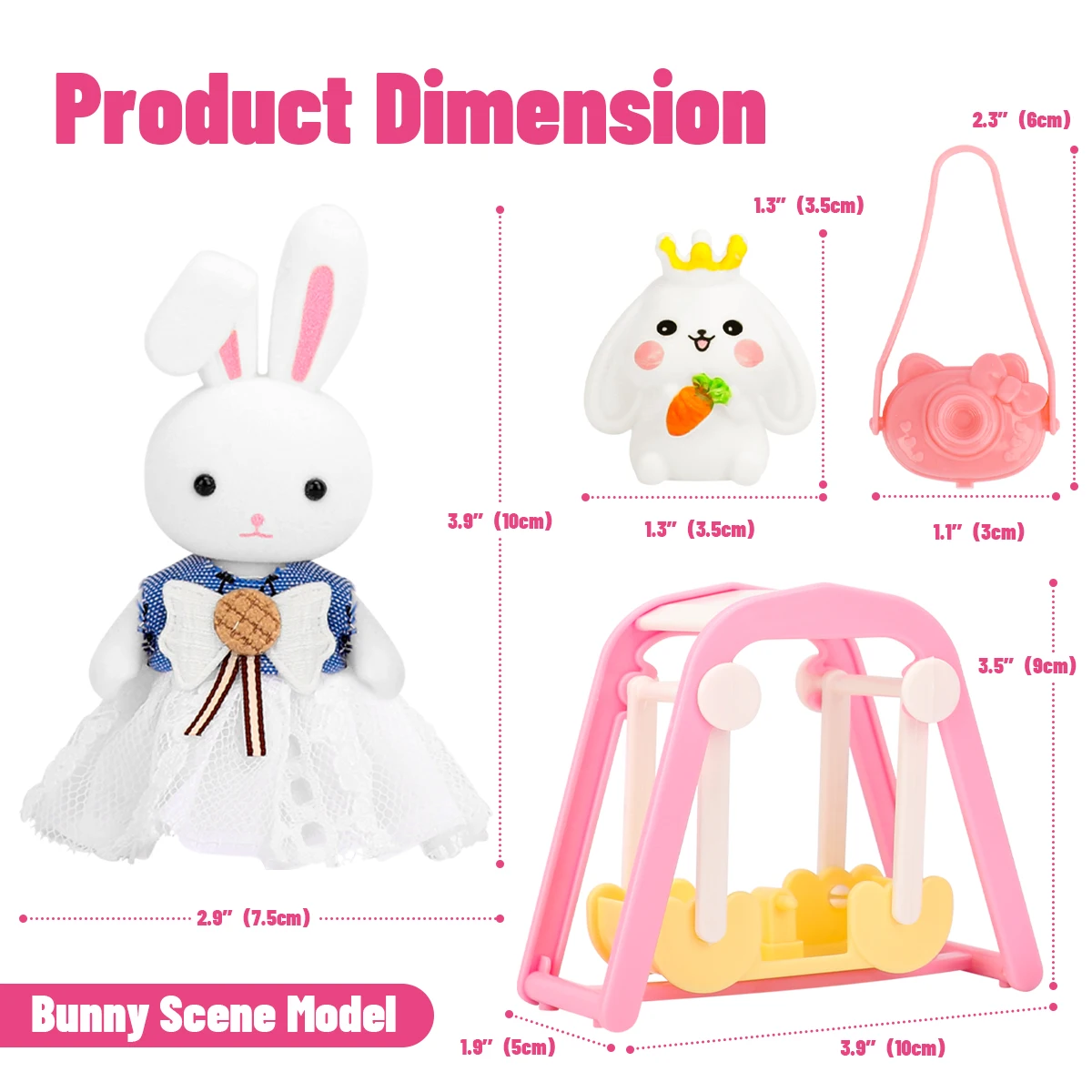 1 Set Baby Girls Pretend Play House Role-Play Toy Swing playground Bunny Rabbit Set Children Accessories House Play Toys