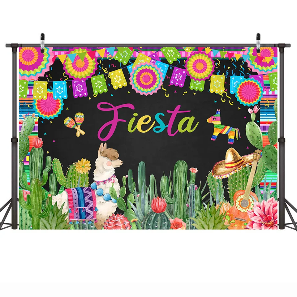 AIBIIN Mexican Fiesta Party Backdrop 7x5ft - Cinco De Mayo Carnival Photo Booth Background Decor