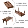 Foldable Bamboo Small Folding Coffee Table Bedside Computer Desk No Assembly Required Suitable, Café Tables 3