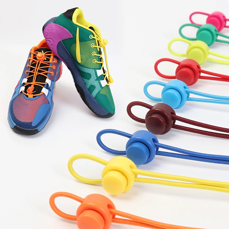 Эластичные шнурки для обуви, без завязывания за 1 секунду, с круглым пружинным пластиковым замком, спортивные аксессуары для прогулок