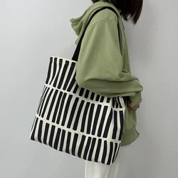 Women's Fashionable Canvas Tote Bag - Eco - Friendly Reusable Shoulder Shopper (Line)