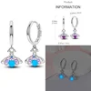 925 Silver Star Round Hoop Earrings Colorful Zirconia Sterling Geometry Circle Four Leaf Clover Earrings for Women Jewelry Gift