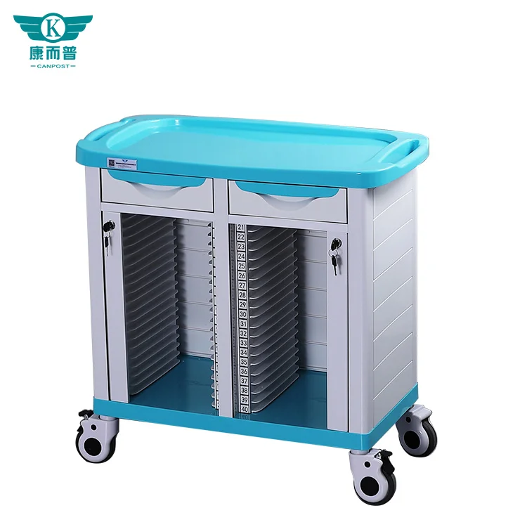 

Фабричная оптовая продажа, Мобильная тележка для медицинских записей с блокировкой, ящик для планшета, двухрядная аптечка для больниц и медсестер