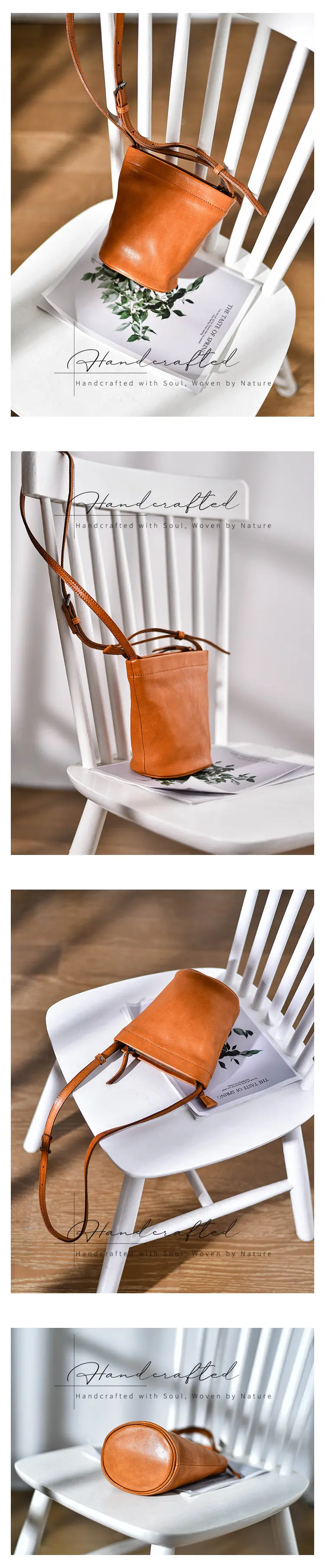 Hochwertige, weiche Echtleder-Umhängetasche für Damen, kleine Crossbody-Tasche, schlicht, für Outdoor, Party, modisch, aus Rindsleder, Handytasche, Schultertasche – Detail 2