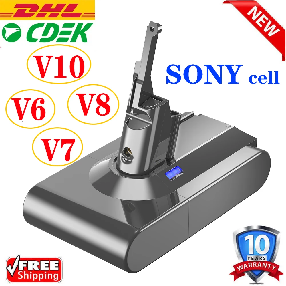 Per Dyson V10 Batteria Sv12 V7 Batterie V8 Animal Absolute Fluffy Cordless Aspirapolvere Nuovo 6000Mah Dyson V6/V8 Batterie