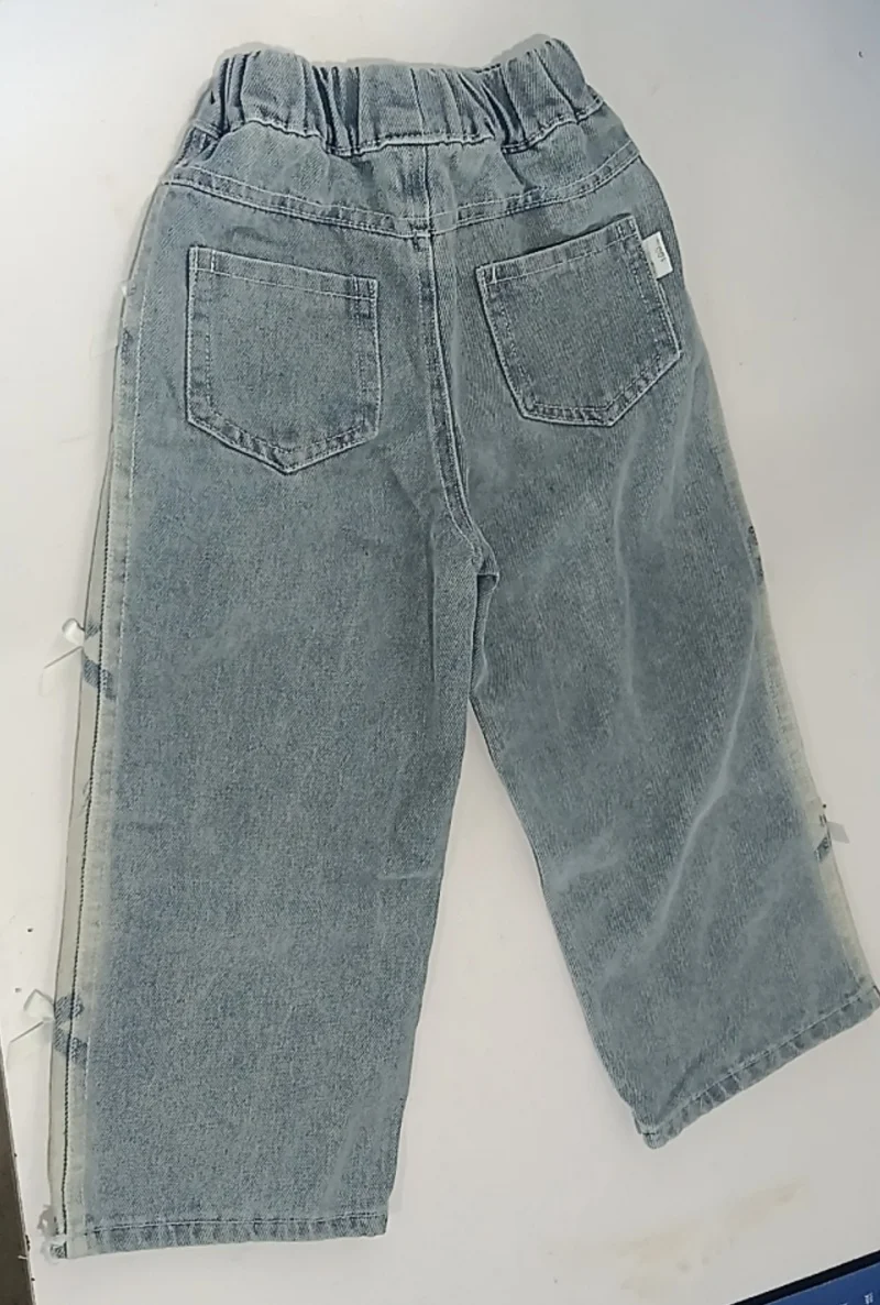 طفل عقدة شعر للفتيات الجينز الاطفال ربيع الخريف فض...