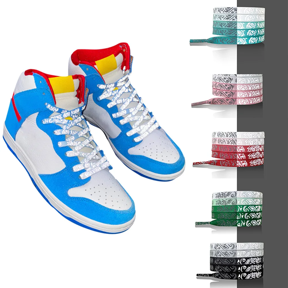 

Cashew Flowers Reflective Strings Elastic Shoelaces Sneakers Flat Shoelaces Gradient Shoe Laces For Women Canvas Shoes Strings