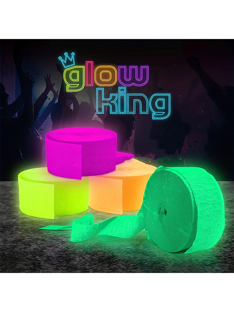1 Stück 30M 4cm UV-Leuchtband Neon-Party-Aufkleber Leuchtend im Dunkeln Hochzeit Geburtstag Streamer Leuchtende Schwarzlicht Hängedekoration – Detail 1