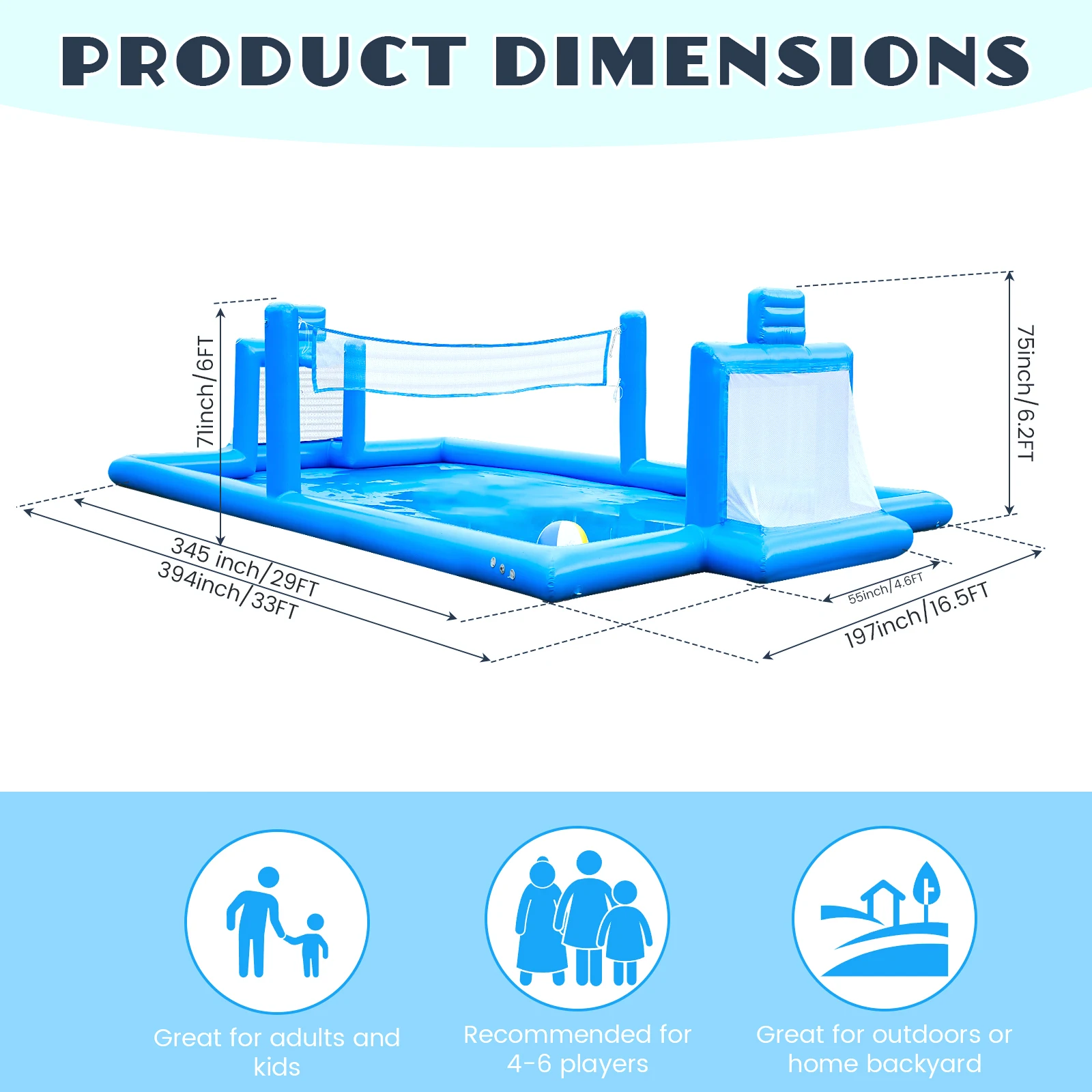 33FT Outdoor Inflatable Volleyball Court 3