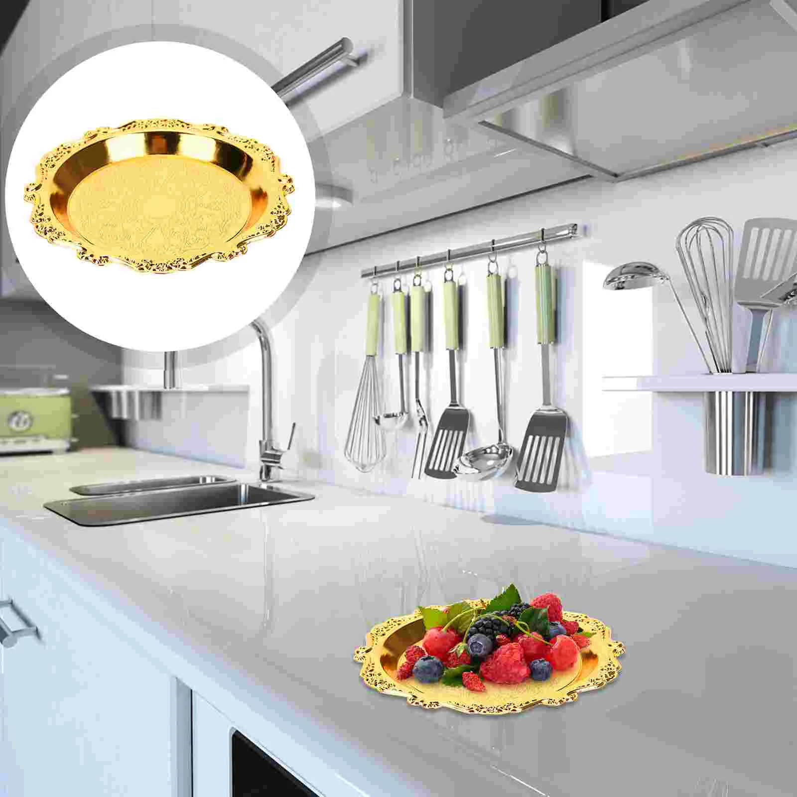 

6Pcs Vintage Appetizer Serving Platter Metal Plate Tray for Snacks Candy Nut Dish Fruits