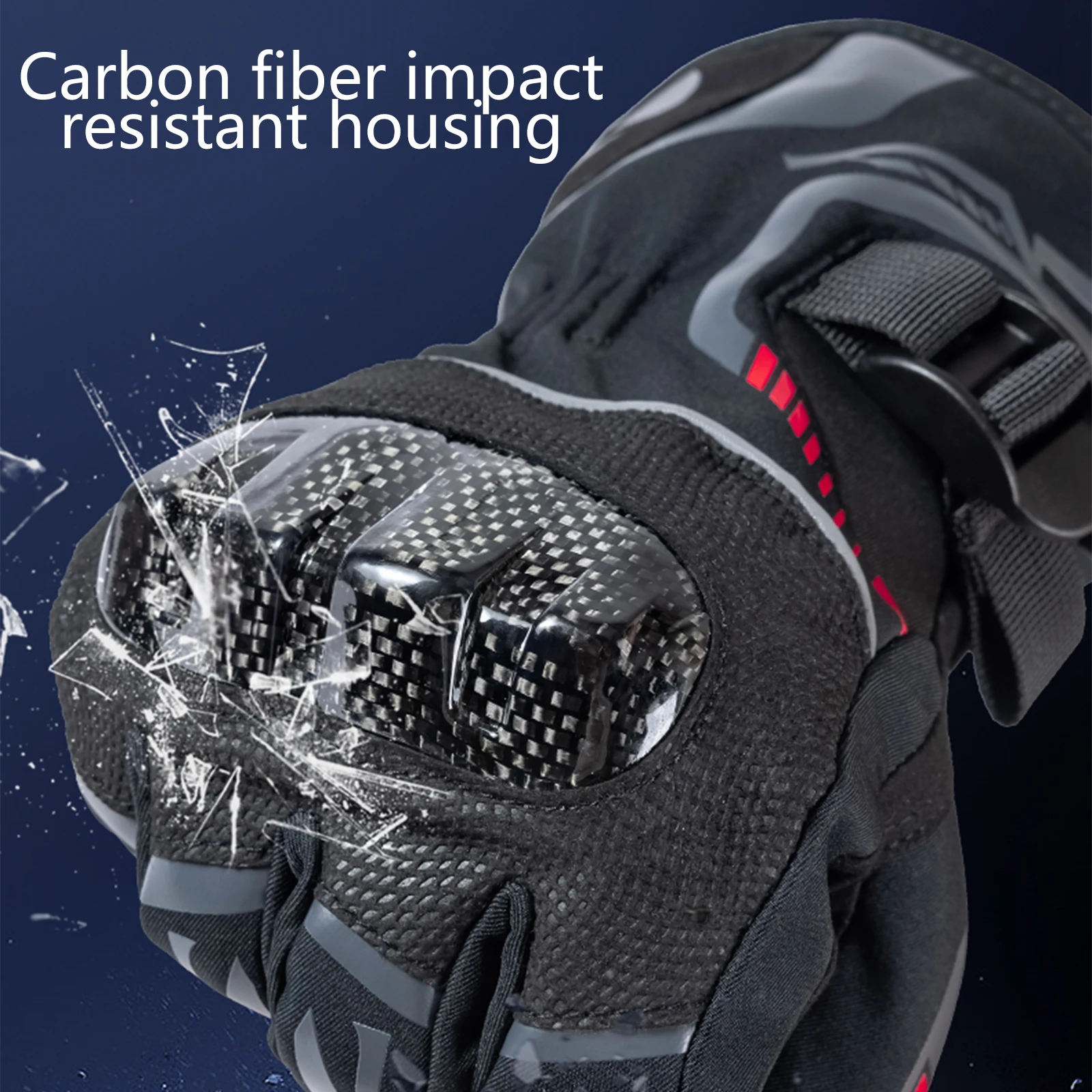 Winter Motorcycle Gloves - Windproof, Waterproof, Touchscreen-Compatible, Warmth with Carbon Fiber Protection, Black