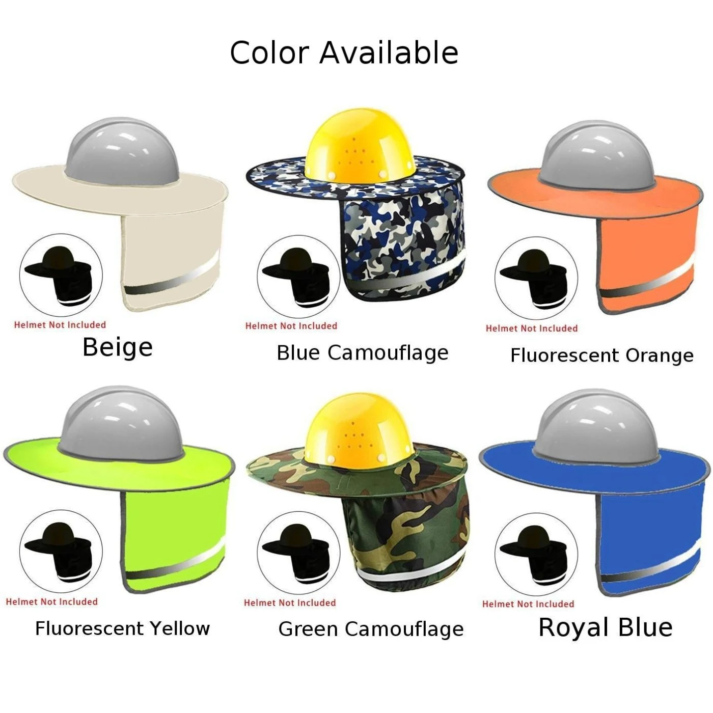 

Outdoor Safety Hat Neck Shield Cover Sun Shade High Visibility Reflective Strip Workplace Safety Supplies For Construction Site