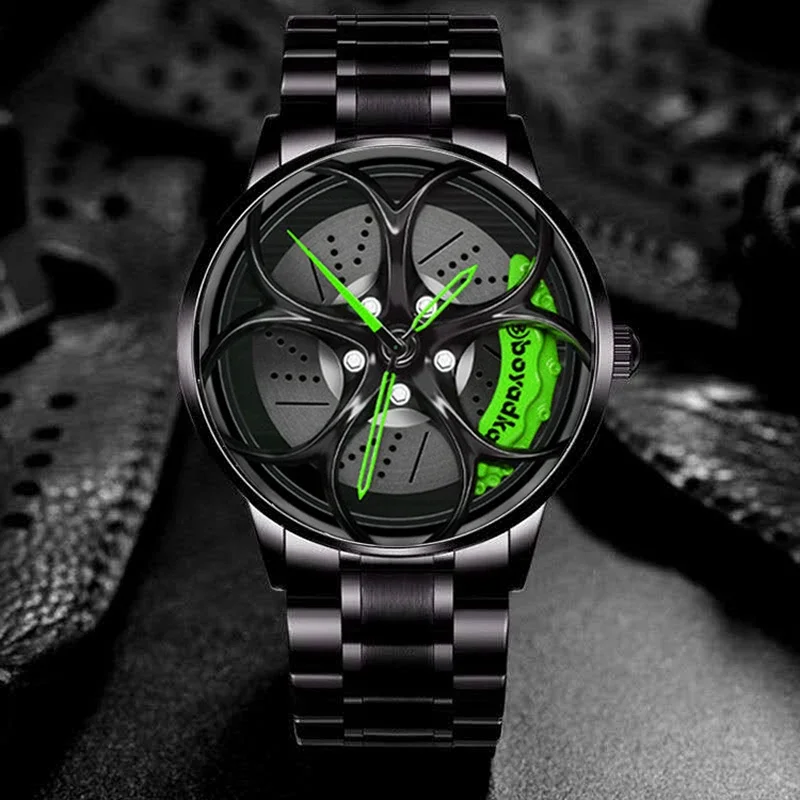 Stainless steel Watch Hub Custom Design Sports Car Rim Sports Watch Waterproof Creative Male Watch Mens Wheel Wristwatch Clock 3