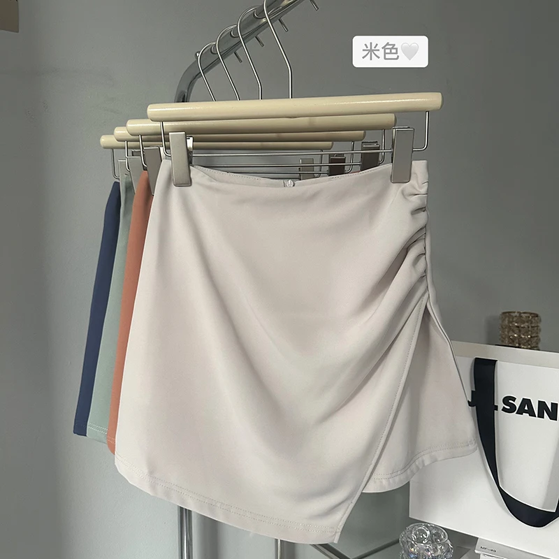 

Women Irregular Pleated Skirts Elegant All-match High Waist Skirts Daily Leisure Ladies Gentle Slim Simple Chic Skirt