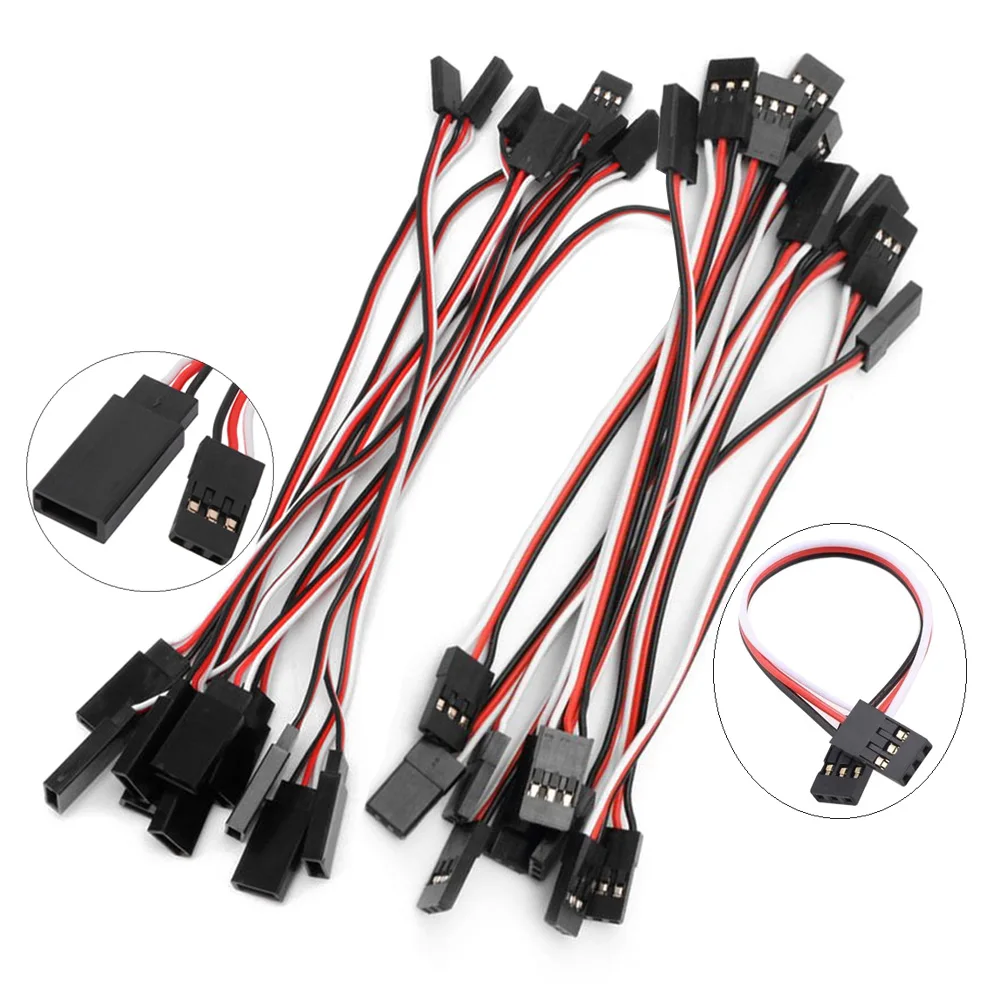 10pcs/lot 100mm/150mm/200mm/300mm/500mm/1000mm Servo Extension Lead Wire Cable Male & Male/Female & Male For JR Futaba RC Servo 1