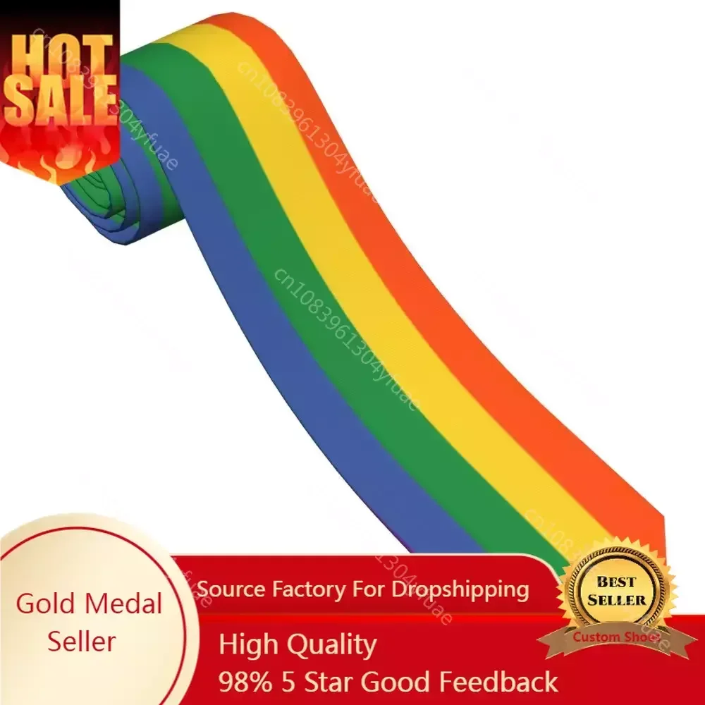 

LGBT Pride Necktie Unisex Silk Polyester 8 cm Wide Gay Rainbow Bisexual Lesbian Queer Asexual Neck Ties for Mens Gift