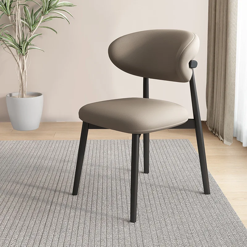 Dining Chair Solid Wood Leather Household Soft-backed Chair