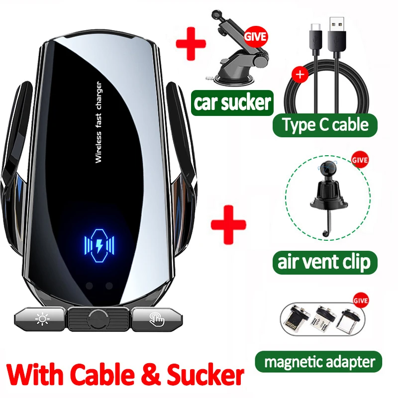 Sleek Wireless Car Phone Charger with 15W Fast Charging Capability