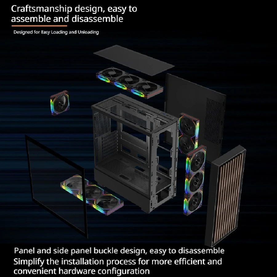 WJCOOLMAN Craftsman Plus ATX MATX PC 케이스 유리 투명 나무 스트립 패널 게이머용 360 수냉 케이스
