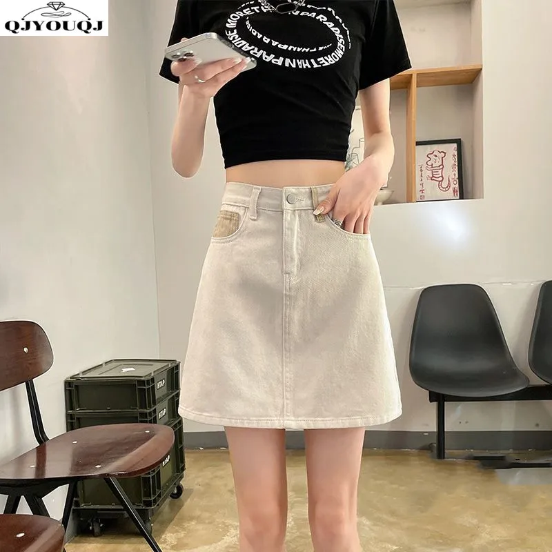 Cowboy Skirt Women's Summer Thin 2024 New Heavy Industry Cut High Waist Small A-line Short Skirt Pants Wrap Hips