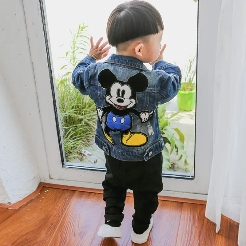 Disney  Mickey Mouse Cartoon Baby Boys Jacket Children Fashion Japanese Korean style Cowboy Outerwear & Coats Kids Clothes 3