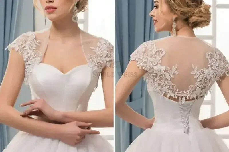 Wedding Jackets Lace Front Open Cap Sleeve Bridal Boleros Shawl Wrap Appliques Bride Jacket Customized wedding shawl