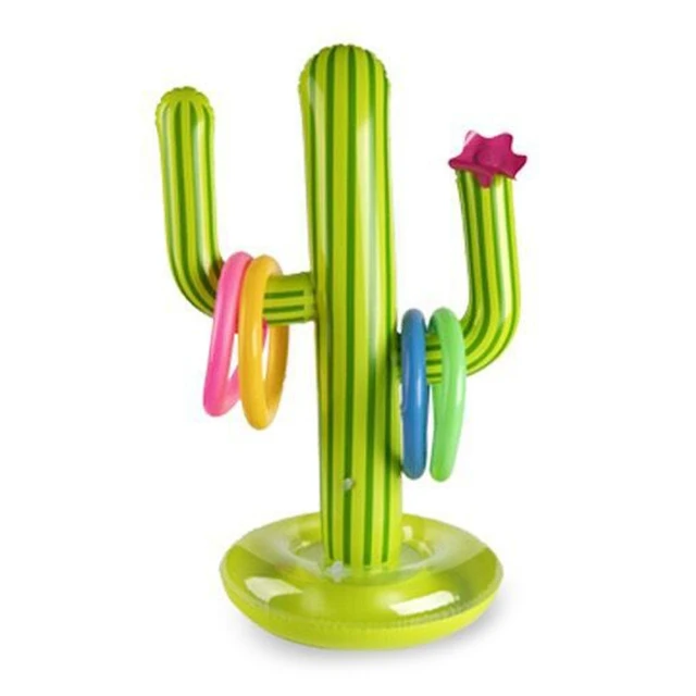 63cm PVC Inflatable Cactus Floating Rings Kits Adults Kids Swimming Pool Water Fun Toys Party Summer Fun Rings Toss Game 1