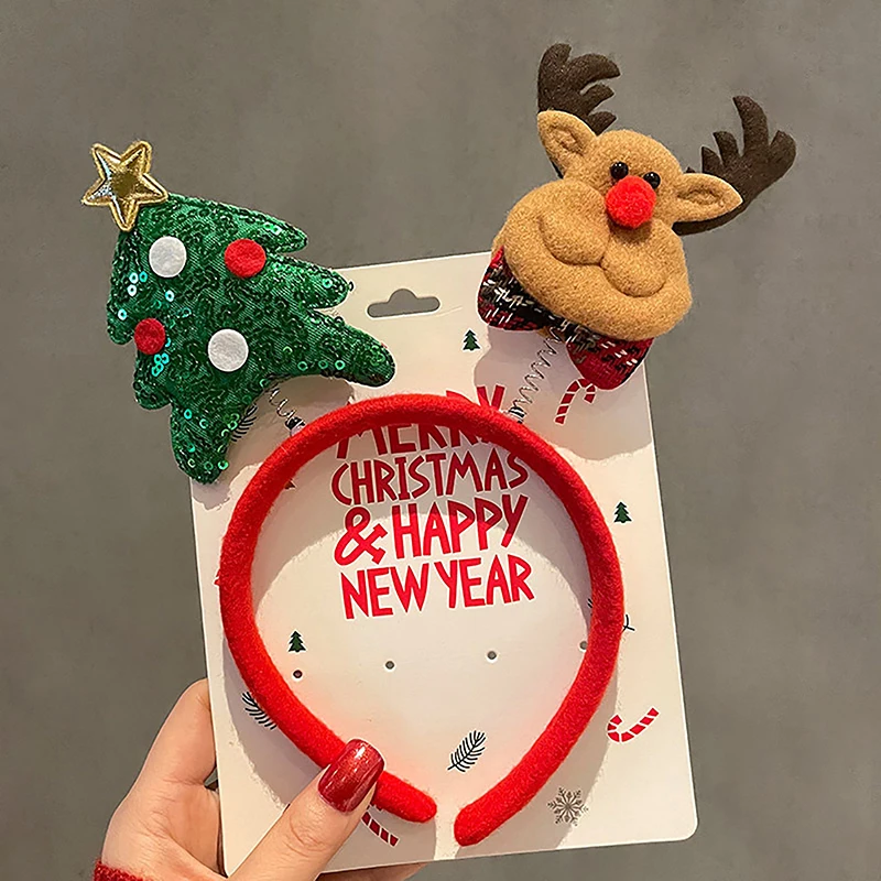 Merry Christmas Cartoon Elk Santa Claus Snowman Christmas Tree Hair Accessories Happy New Year Merry Headwear hair accessories