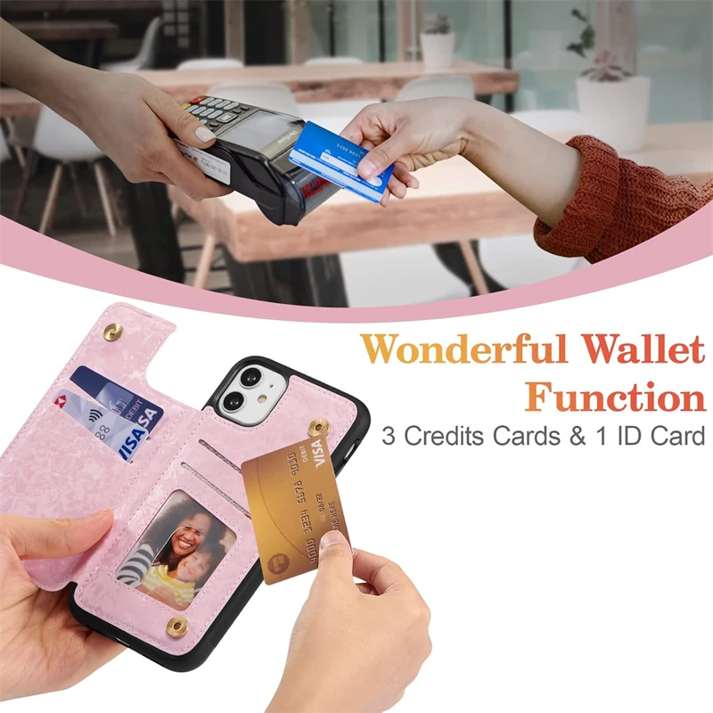 Floral RFID Blocking Leather Wallet Phone Case with Card Holder