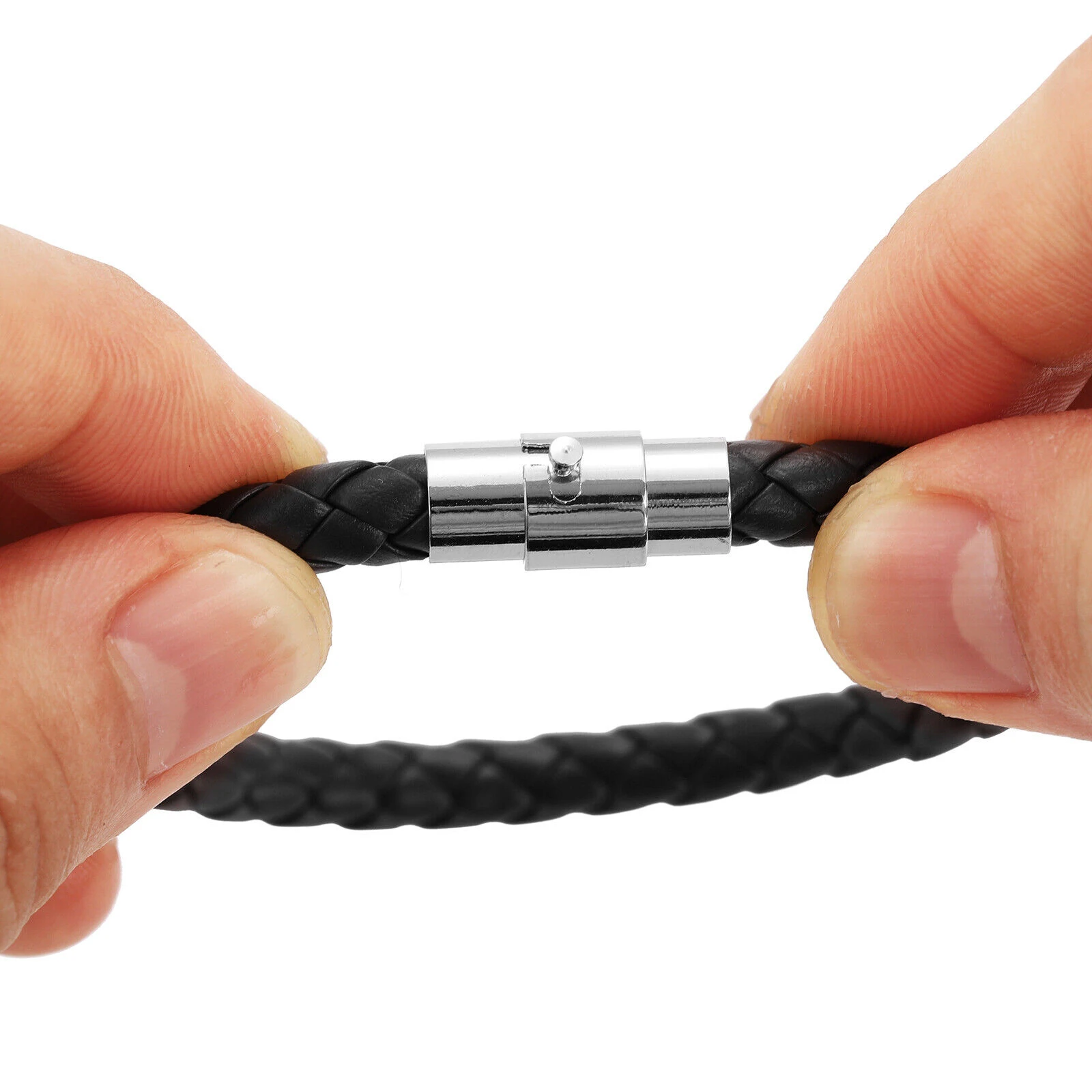 Fashion Unisex Women Men Braided Leather Magnetic Clasp Bracelet Handmade